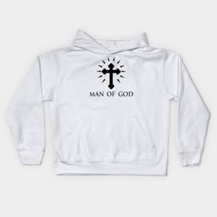 Man Of God - Cross Bottony - Black - Christian Series 7B Kids Hoodie